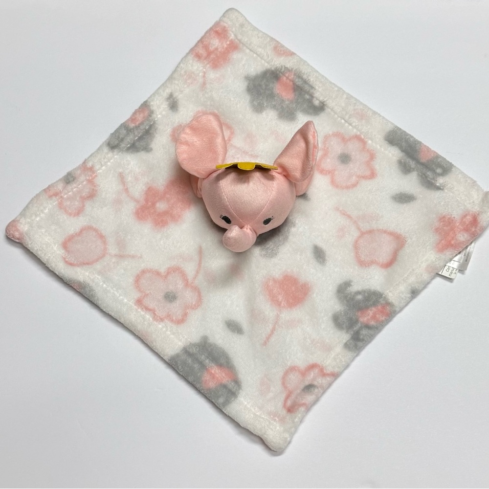 Manhattan Kids Babe Luxe Elephant Pink Gray White Baby Lovey Security Blanket